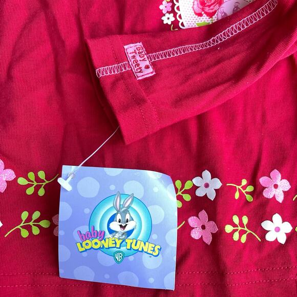 Vintage Baby Looney Tunes Baby Girls Shirt 12M Red Long Sleeve Tweety Bird READ - Picture 5 of 9